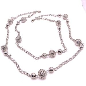 Vintage Silver Tone Double Strand Chain Necklace 20”